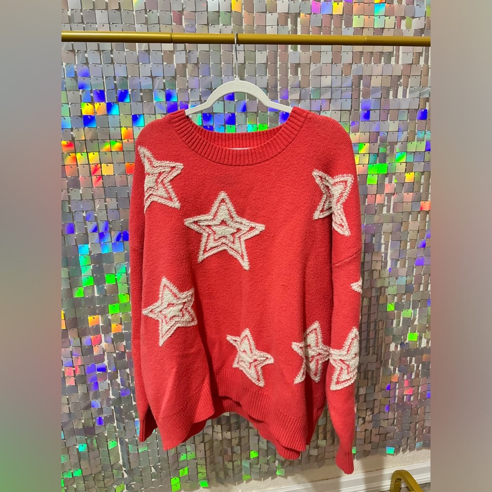 Oversized Star Coral Sweater